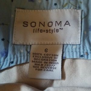 Sonoma Dresses - Khaki jumper with embroidered flowers size 6 Sonoma Dresses - Khaki jumper with embroidered flowers size 6